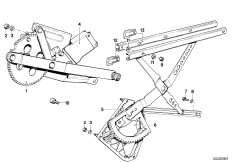 Mechanizm szyby drzwi przednich (51_0323) dla BMW 7' E23 735i Lim USA