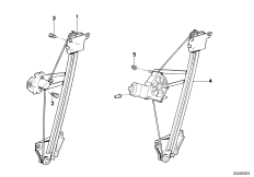 Mechanizm szyby drzwi tylnych (51_0353) dla BMW 3' E30 316i 4-d ECE