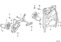 Mechanizm szyby drzwi przednich (51_0397) dla BMW 3' E30 325i Cab USA