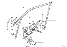 Mechanizm szyby drzwi przednich (51_0399) dla BMW 7' E32 735i Lim USA