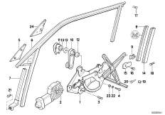 Mechanizm szyby drzwi przednich (51_0406) dla BMW 5' E34 525i Lim USA