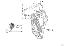 Mechanizm szyby drzwi tylnych (51_0419) dla BMW 8' E31 840i Cou ECE