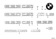 Emblematy / Ciągi napisów (51_0919) dla BMW 6' E24 630CSi Cou USA