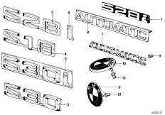 Emblematy / Ciągi napisów (51_0920) dla BMW 5' E12 528i Lim USA