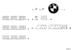 Emblematy / Ciągi napisów (51_0927) dla BMW 5' E28 M5 Lim USA