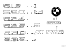 Emblematy / Ciągi napisów (51_0933) dla BMW 5' E34 530i Lim ECE