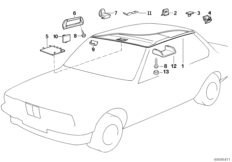 Tapicerka dachowa-podufitka form./uchwyt (51_1570) dla BMW 5' E34 525i Lim USA
