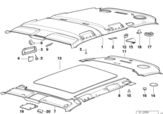 Tapicerka dachowa-podufitka form./uchwyt (51_2063) dla BMW 5' E34 525i Tou USA