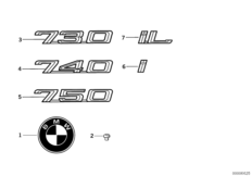 Emblematy / Ciągi napisów (51_2068) dla BMW 7' E32 740iL Lim USA