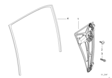 Mechanizm szyby drzwi tylnych (51_2127) dla BMW 7' E38 750i Lim ECE