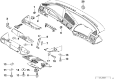 Elementy dod. tablicy przyrządów (51_2202) dla BMW 7' E38 740i Lim USA