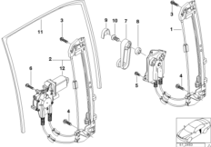 Mechanizm szyby drzwi tylnych (51_2251) dla BMW 5' E39 525i Lim ECE
