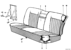 Fotel tylny, trzpień sprężyny/pokrycie (52_0431) dla BMW 5' E12 528i Lim USA