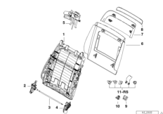 Fotel przedni-rama. oparcia/ściana tyl. (52_0674) dla BMW 7' E38 730iL Lim ECE