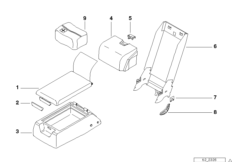 Fotel tylny, podłokietnik środkowy (52_0691) dla BMW 7' E38 740i Lim ECE