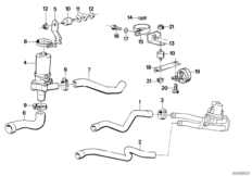 Dodatk. pompa wodna/wąż wodny (64_1717) dla BMW 3' E30 318i 4-d ECE