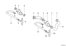 Termostat dodatkowy/wąż wodny (64_0135) dla BMW 3' E30 318i 2-d USA