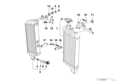 Części mocowania chłodnicy wody (17_0124) dla BMW K 1200 RS 97 (0544,0554) USA