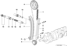 Mechanizm ster.-łańcuch sterujący dolny (11_1285) dla BMW 3' E36 325i Cou ECE