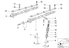 Sterowanie zaworów-wałek rozrządu/Smar. (11_4905) dla BMW 8' E31 850Ci Cou USA