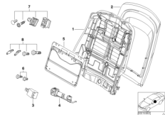 Fotel przedni-rama. oparcia/ściana tyl. (52_2305) dla BMW 3' E46 330d Lim ECE
