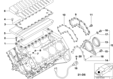Skrzynia korbowa cylind./Elementy dod. (11_1525) dla BMW 7' E38 740i Lim USA