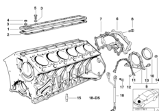 Skrzynia korbowa cylind./Elementy dod. (11_4839) dla BMW 8' E31 850Ci Cou USA