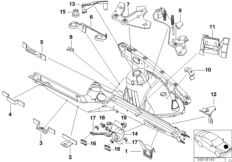 Konstrukcja przednia, uchwyt lewy (41_0048) dla BMW 5' E39 523i Lim ECE