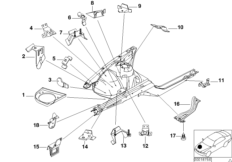 Konstrukcja przednia, uchwyt prawy (41_0004) dla BMW 7' E38 730i Lim ECE