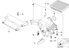 Tłumik szmerów ssania/wkład filtra (13_0646) dla BMW 3' E46 323i Lim USA