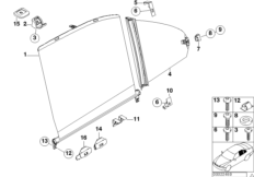 Roleta przeciwsłoneczna drzwi tylna (51_2381) dla BMW 5' E39 525tds Lim ECE