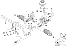 Hydr. układ kier./przewody oleju (32_1102) dla BMW 3' E46 325i Lim ECE