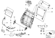 Fotel przedni-rama. oparcia/ściana tyl. (52_0782) dla BMW 5' E39 520i Tou ECE