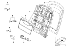 Fotel przedni-rama. oparcia/ściana tyl. (52_2525) dla BMW X5 E53 X5 4.4i SAV ECE