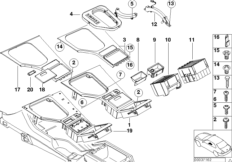 Elementy dod. konsoli środkowej (51_2265) dla BMW 5' E39 525tds Tou ECE
