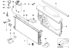 Radiator/expansion tank/frame (17_0175) dla BMW 7' E38 740d Lim ECE