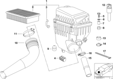 Tłumik szmerów ssania/wkład filtra (13_0398) dla BMW 7' E38 750i Lim ECE