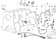 Skrzynia korbowa cylind./Elementy dod. (11_6100) dla BMW 3' E36 318i Cab USA