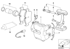 Hamulec przód-okładzina-czujnik (34_0757) dla BMW 3' E46 316ti Com ECE