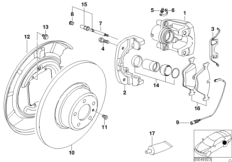 Hamulec tył-okładzina-czujnik (34_0519) dla BMW 7' E38 740iL Lim USA