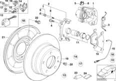 Hamulec tył-okładzina-czujnik (34_2332) dla BMW 3' E36 320i Cou ECE