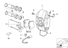 Hamulec przód-okładzina-czujnik (34_1869) dla BMW 7' E32 750iL Lim ECE