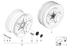 BMW LA wheel, star spoke 74 (36_0423) dla BMW X5 E53 X5 3.0i SAV USA