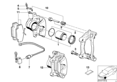 Hamulec przód-okładzina-czujnik (34_0045) dla BMW 3' E30 325e 2-d ECE