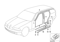 Osłona krawędzi / osłona wejścia (51_2201) dla BMW 3' E36 318i Tou ECE
