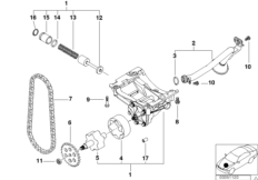 Dopływ oleju/pompa olejowa z napędem (11_7617) dla BMW 5' E39 520i Lim ECE