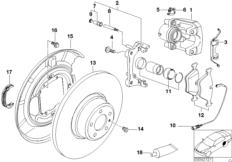 Hamulec tył-okładzina-czujnik (34_0536) dla BMW 5' E39 520i Lim ECE