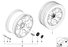 BMW LA wheel, V spoke 63 (36_0420) dla BMW X5 E53 X5 4.4i SAV ECE