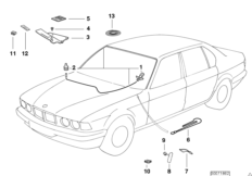 Wyjście awaryjne, przednia szyba (72_0198) dla BMW 7' E38 750iL Lim ECE