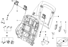 Fotel przedni-rama. oparcia/ściana tyl. (52_2728) dla BMW 3' E46 M3 Cou USA
